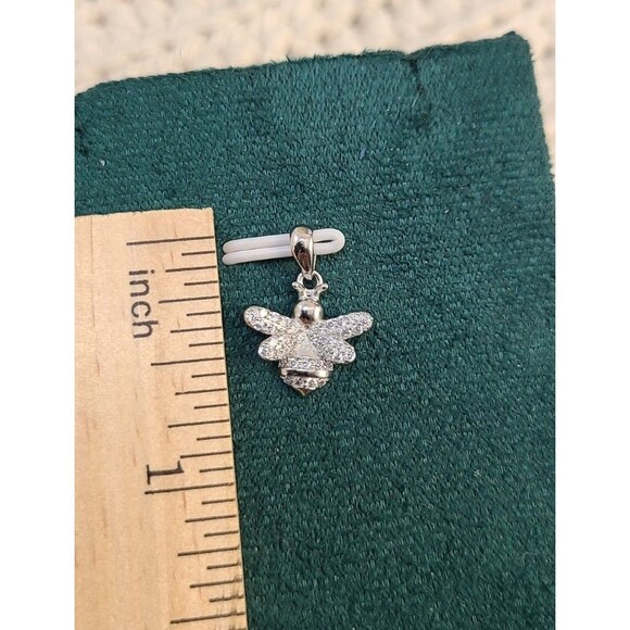 Sterling Silver Bee Charm Pendant 925 Marked Pave Insect Design Nature-Inspired - Picture 3 of 3